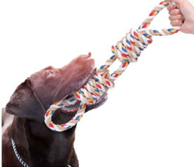 Bluestarz13923犬おもちゃ中型犬大型犬用犬ロープおもちゃ犬用噛むおもちゃ玩具耐久性丈夫清潔歯磨き天然コットン運動不足解消ストレス解消((マルチカラーロープ))