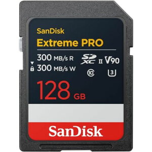 SanDisk 128GB Extreme PRO SDXC UHS-II �������[�J�[�h - �ő�300MB/�b�̓ǂݎ��Ə������ݑ��x�AV90�A8K�A4K UHD�ASD�J�[�h - SDSDXDM-128G-GN4IN�B