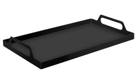 VANRA サービングトレイ トレー 金属製 ハンドル付き 長方形トレイ 装飾トレイ 朝食トレイ コーヒー ティー カフェ おしゃれ 自宅用 レストラン用 (黒)