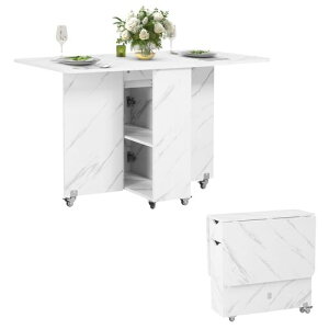 UPHYB折りたたみダイニングテーブル万能ドロップリーフダイニングテーブルロック可能なキャスター付き収納付き省スペース引き出し付き拡張ディナーテーブル小さなスペース用キッチン…