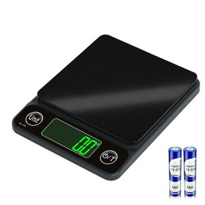 はかりキッチン計量器3kgキッチン0.1g単位計量可能メジャー測りコーヒークッキングスケール料理調理お菓子作り封筒秤クッキングスケール電子はかりデジタル(ブラックS)