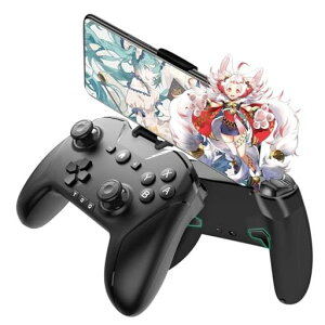 ワイヤレスコントローラーSwitch/PC/IOS/Android全対応【方向ボタンレイアウト可能/背面ボタン/スマホホルダー付き】プロコンゲームパッド自動連射Bluetooth/2.4GHz/有線接続6軸ジャイロセンサー…