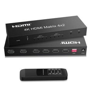 FERRISA 4K x 2K HDMI�}�g���b�N�X �Z���N�^�[ 4����2�o�� ���������� (���f�W�^���EL/R�I�[�f�B�I����) �X�C�b�`���[ �����R������\ 3D 1080P HDR�yDVD�v���[���[/PS3/PS4/PS5/Switch/Fire