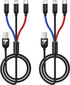 Aioneus3in1�[�d�R�[�h2�{�Z�b�giPhone�[�d��P�[�u��USBTypeC�P�[�u��MicroUSB�P�[�u��iPhone141312ProMaxMini11876GalaxyS20S10S9S8