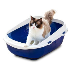 【OFT】 オーエフティー メガトレー 本体 ブルーベリー 猫用 トイレ 大きい猫 大きいトイレ ゆったり広々サイズ 飛び散り防止カバー付き サイズ(約) 幅48x奥65x高28.5cm