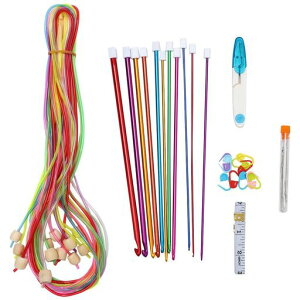 かぎ針編みフック23個セット。ビーズ付き木製編み針12個(3-10mm)とチュニジアアフガニスタンアルミニウムかぎ針編みフック11個(2-8mm)が含まれます。