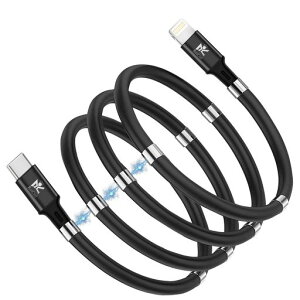 RoiCielUSB-CLightning�P�[�u���}�O�l�b�g�[�d�P�[�u���}���[�diPhone14/13/12/11/X/8Plus�Ή����܂Ȃ����C���[�`��L�������^�ъ������0.9m