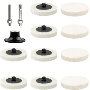 Ninkisann10枚セットポリッシャーバフ50mm羊毛フェルトバフ六角軸電動ドリルバフポリッシャー車ガラス研磨用バフ