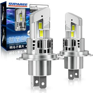 SUPAREE H4 LED �w�b�h���C�g Hi/Lo ���� �Ԍ��Ή� 6500K 18000m �É��t�@�� �n���Q���T�C�Y DC12V 2�Z�b�g