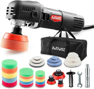 Autiwozポリッシャー25/50/75mmミニカーシングル電動AC100V式ロータリーポリッシャー小型【延長バー付属】軽量1.75kg研磨機六段変速2200-5600RPM