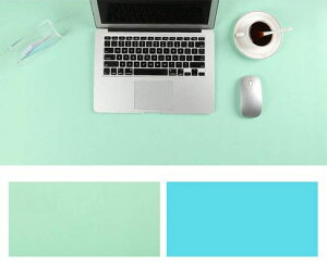 NOEINAオフィス用品PUレザーデスクマットマウスマットPC机学習机パソコンマットマット大型多機能耐久性両方の側が利用可能グリーン+ブルー120x60cm