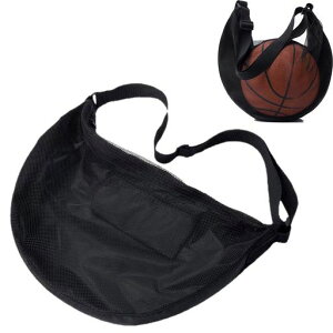 サッカーボールポータブルネットバッグ肩掛け式手提げ持ちバスケットボール収納バッグ通気性耐磨耗性持ち運び学生学校部活アウトドアスポーツ練習用ブラック