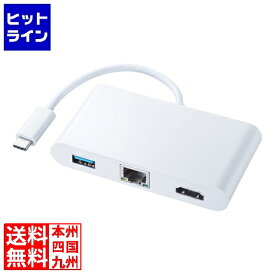 Type-C-HDMI マルチ 変換アダプタ with LAN PD充電ポート HDMI(4k/30Hz対応) USBポート セルフパワー/バスパワー両対応 100BASE-TX対応