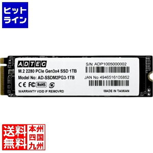 �y���������}���\���z4/17 AM9:59�܂� �A�h�e�b�N SSD M.2 NVMe PCIe Gen3x4 (2280) 1TB AD-SSDM2PG3-1TB