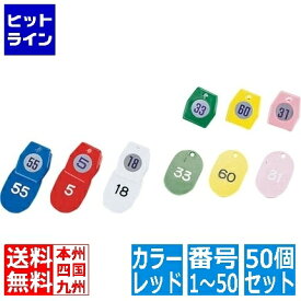 【お買い物マラソン】08/11 AM1:59まで 友屋 シンビ クローク札 No.01 ( 50個 セット ) 1～50 レッド