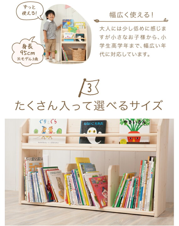 楽天市場】【お買い物マラソン中P3倍】 絵本棚 木製 おしゃれ スリム 
