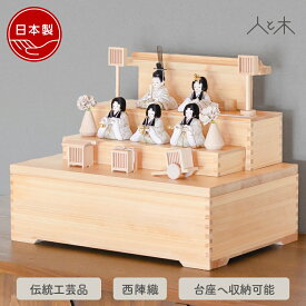 【26年2月中のお届け予定】 雛人形 木目込み 収納飾り コンパクト 木製 壁掛け ひな人形 おしゃれ 三段飾り モダン 木 初節句 お雛様 ひな人形 北欧 今どき かわいい シンプル マンション 【クムキ 雅 〜みやび〜 雛人形収納台座 木目込み五人雛 白金】