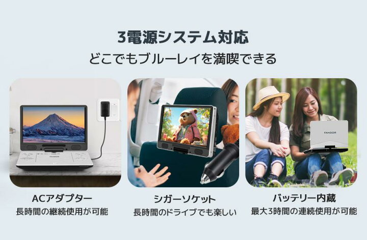 楽天市場】「楽天1位」ポータブルdvdプレーヤー ブルーレイ 11.4インチ  