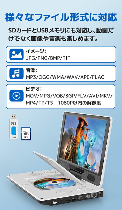 楽天市場】「楽天1位」ポータブルdvdプレーヤー ブルーレイ 11.4インチ  