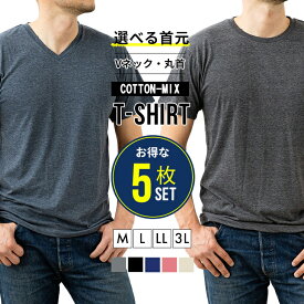 ＼MAX50％OFF★P20倍★6/11まで／5枚セット Tシャツ 半袖 V首 丸首 メンズ インナーウェア 下着 肌着 男性用 旦那 彼氏 父親 おうちコーデ おうち おしゃれ 父の日 備蓄 【14189-14190】送料無料 敬老の日 楽天スーパーセール