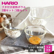 【選べる特典付き】 耐熱ボウル フタ付き 深型 2〜3個セット 耐熱ガラス ガラスボウル HARIO ハリオ 電子…
