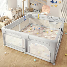 ベビーサークル メッシュ 四角 120cm×120cm 120cm×180cm 150cm×180cm 160cm×180cm 180cm×200cm 約2畳 通常サイズ ハイタイプ ファスナー扉付き 200cm×200cm ベビーサークル 組み立て式 洗えるカバー 赤ちゃん お昼寝 安全 柵 セーフティーグッズ 送料無料