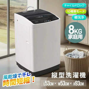 洗濯機 縦型洗濯機 8kg 家庭用 大容量 キレイ タイマー コンパクト 一人暮らし 洗濯機 節電 洗濯機 ステンレス槽 まとめ洗い 脱水 縦型