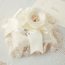 リングピロー 手作りキット カメリアとリボン シャンパンゴールド 結婚式 結婚祝い