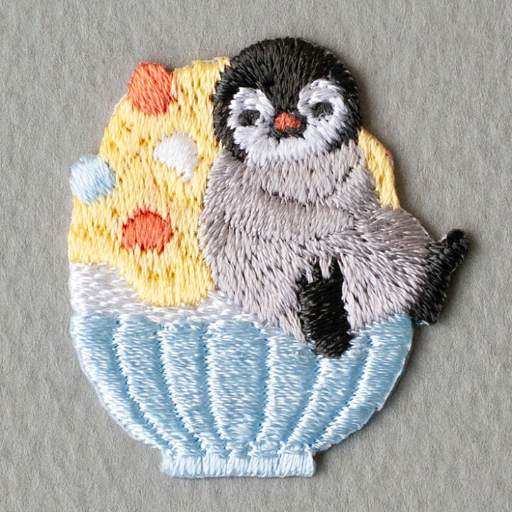 楽天市場】プペ刺繍ワッペン（かき氷に座るペンギン）3枚入り 手作り 