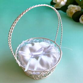 サーバー バスケット ミニのリングピロー完成品（指輪をリボンに結べるタイプ）結婚式 人前式 かご型