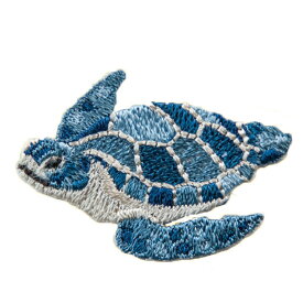 2WAY 刺繍ワッペン （アオウミガメ）3枚セット 手作り ハンドメイド ワンポイント アイロン接着 シール接着 海亀 かめ 自由研究