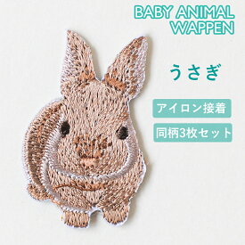 うさぎ ベビー アニマル ワッペン アイロン接着 3枚セット アップリケ 手芸品 デコレーション アレンジ 入園準備