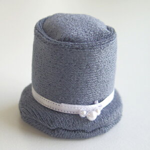 シルクハット 完成品 (パイル地ブルーグレー)サイズオーダー品 ドール用 人形用 ウェルカムドール用 マスコット用 装飾 小物 結婚式 披露宴 ウェディング