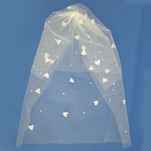 ベール 完成品 ヘッドの飾りなし Lサイズ・ハート柄 ピン2本付 大きめ ドール用 人形用 ウェルカムドール用 マスコット用 装飾 小物 結婚式 披露宴 ウェディング