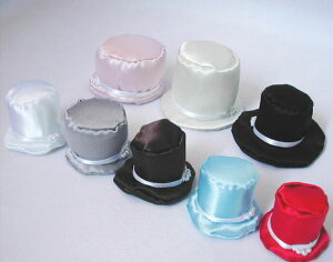 サイズオーダー品 シルクハット(サテン地) 完成品 ドール用 人形用 ウェルカムドール用 マスコット用 装飾 小物 結婚式 披露宴 ウェディング