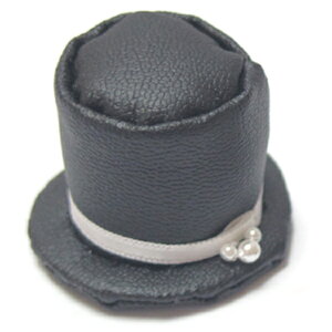 シルクハット 完成品 【規定Sサイズ】 (レザー調ブラック) ドール用 人形用 ウェルカムドール用 マスコット用 装飾 小物 結婚式 披露宴 ウェディング 即納 お急ぎ可 AR