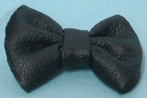 蝶ネクタイ 完成品 (レザー調ブラック)サイズオーダー品 ドール用 人形用 ウェルカムドール用 マスコット用 装飾 小物 結婚式 披露宴 ウェディング