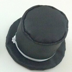 シルクハット 完成品 【Lサイズ】 (レザー調ブラック)サイズオーダー品 大きめの ドール用 人形用 ウェルカムドール用 マスコット用 装飾 小物 結婚式 披露宴 ウェディング