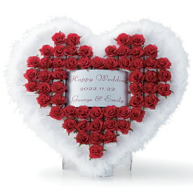 レッドローズ ハートのウェルカムオブジェ プチギフト55個セット 苺味 ハート型クランチチョコ 結婚式 ウェルカムボード 赤 薔薇 ディスプレイ