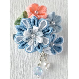 つまみ細工 彩花ブローチ 手作りキット（水色）ちりめん手芸 ハンドメイド 和小物 和雑貨 七五三 成人式 プレゼント
