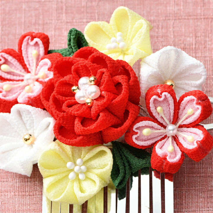 楽天市場】つまみ細工 お花のかんざし 手作りキット かれん（赤  