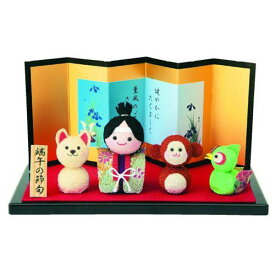 黒台付き 端午の節句 桃太郎 手作りキット（金屏風・赤毛せん・立て札付き）五月人形 男の子 こどもの日 初節句 出産祝い 置き物 手芸キット 卓上用 室内用 コンパクト インテリア