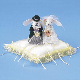 うさぎ の リングピロー手作りキット（クリーム）結婚式 ウェディングドール 卯年 ウサギ ぬいぐるみ ラビット バニー