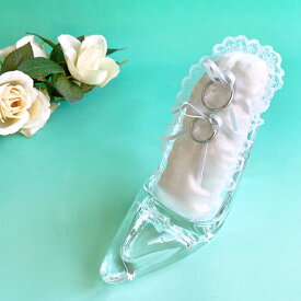 アクリル製ハイヒール リングピロー完成品 パール付きリングクッション リボン付き クリア 結婚式 結婚祝い プリンセス ウェディング 透明 シューズ プロポーズ