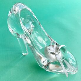 ガラス ハイヒール の リングピロー ミニミニクッション 透明な靴 プリンセス シューズ 横幅12cm奥行5.5cm高さ10cm ディスプレイ ウェディング 結婚式 挙式 プロポーズ 結婚祝い
