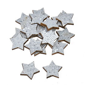キラキラ 星のパーツ シルバー 48個入り 木製 デコレーション ディスプレイ ウェルカムボード フラワーアレンジ クリスマス スター ウッドパーツ 冬婚 装飾 銀色