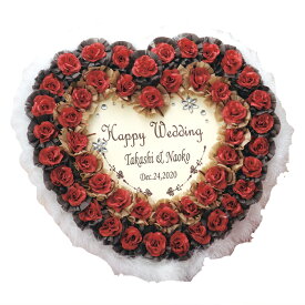 「レッドローズ ウィンターハート」 ウェルカムボード（ハート型 チョコレート 薔薇付きボックス プチギフト 48個セット） 結婚式 披露宴 パーティー 二次会