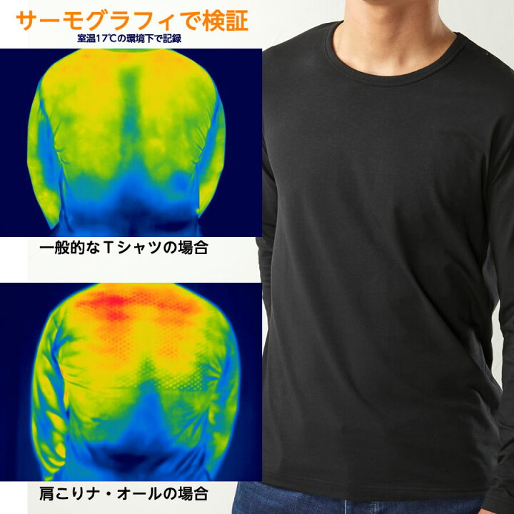楽天市場 ハリコ犬 肩こりナ オールシャツ 男女兼用 遠赤外線 肌着 長袖ｔシャツ 肩凝り 背中が温かい 冷え予防 寒さ予防 防寒 インナー 外仕事のインナー 暖かい下着 メンズ レディース 紳士 婦人 ひと モノショップ