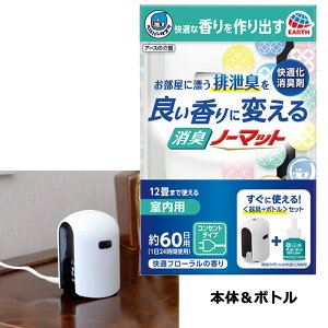 ヘルパータスケ 良い香りに変える消臭ノーマット 本体+ボトルセット / 快適フローラルの香り 排泄臭 介護臭 室内用 約60日間用 消臭マット アース製薬