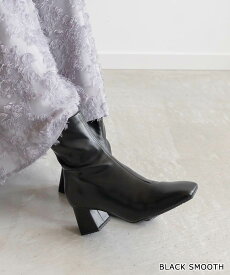 【22.5cm〜25.5cm】RANDA/ランダ/晴雨兼用 スクエアトゥチャンキーヒールブーツ/KC34185/M2A【25AW★送料無料】